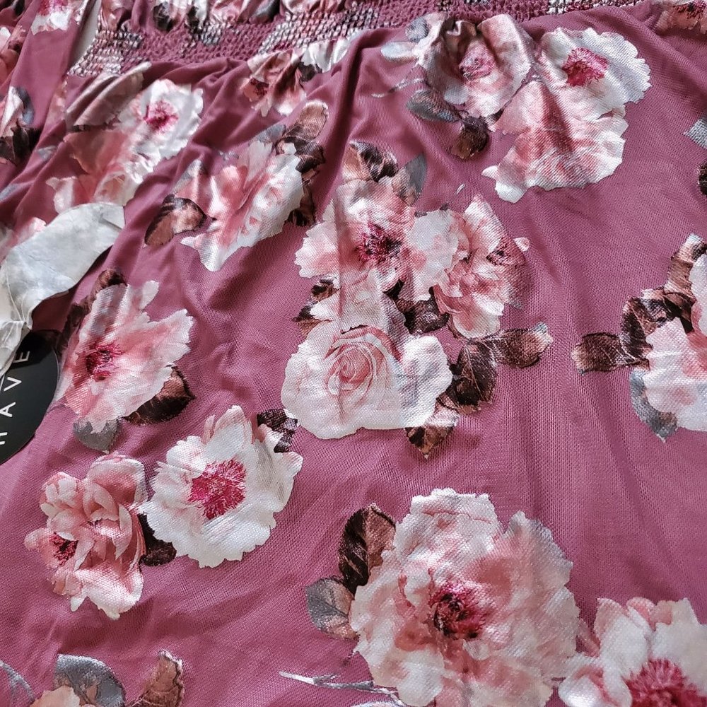 Crave Fame By Almost Famous Women's Earthy Rose Combo Blouse Set Size Medium NWT - Picture 4 of 12